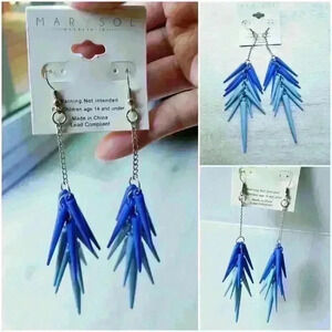 "Bundles Only" Blue Dangle Spikes Earrings